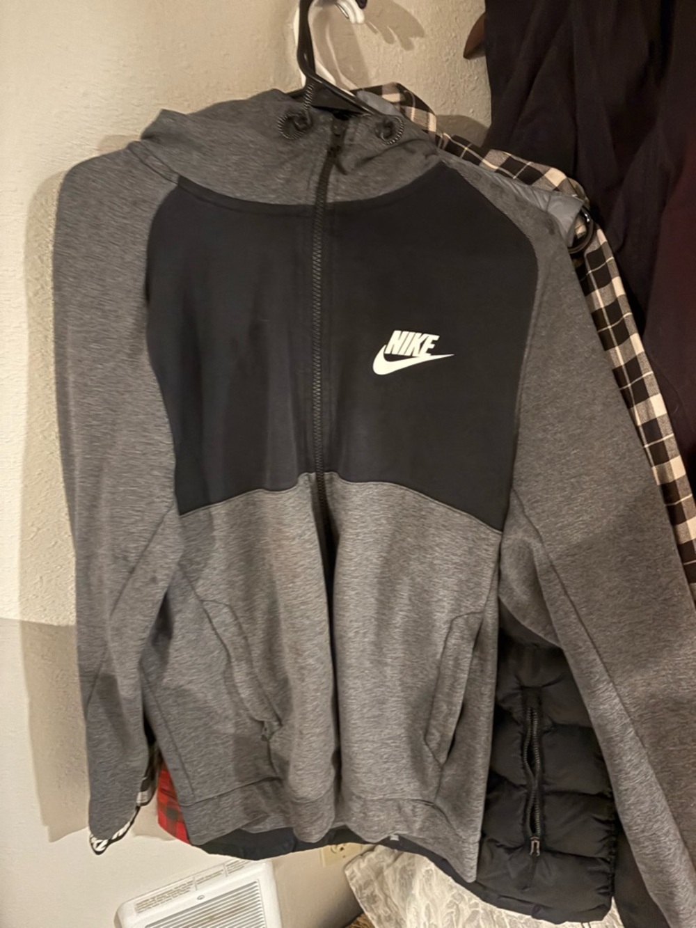Nike Black & Gray Hooded Zip Jacket